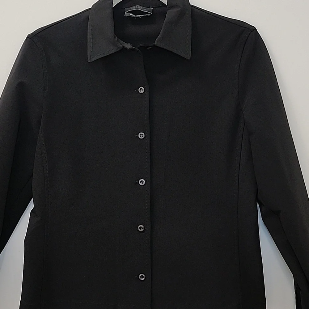 Prada Classic Black Women's Button-Up Shirt Sz 40/ Large - Picture 5 of 16